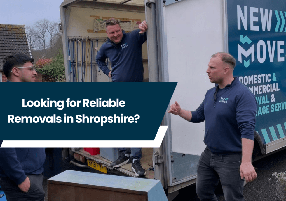 New Moves team members unloading a removal van outside a house, with the blog title overlaid on the image