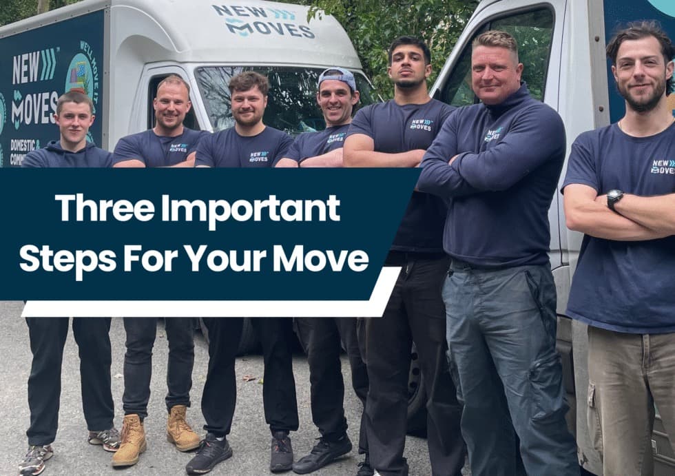 The New Moves Removals team standing in front of a branded removal van