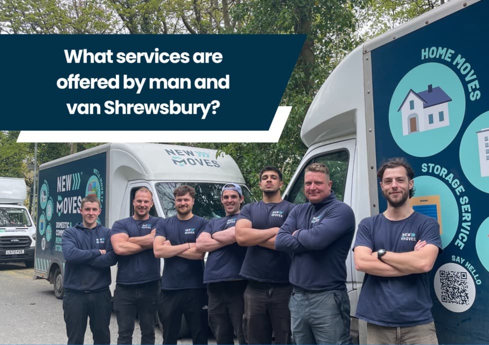 New Moves Removals team standing in front of two branded removal vans